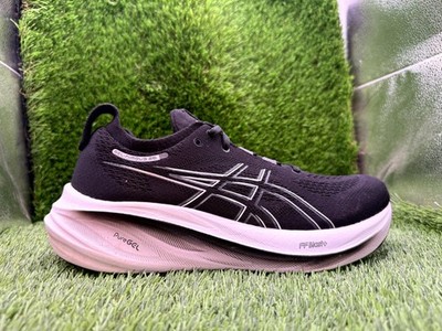 Asics Gel-Nimbus 26 1012B601 Athletic Sneaker Women's 9.5 Black Knit Gym Sports