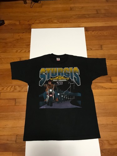 Vintage 1995' Fruit Of The Loom STURGIS 55th Annual Mens Black T Shirt XL Wear - Bild 1 von 19