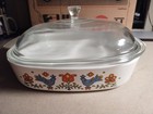 Corning Ware Country Festival Casserole Dish A-10B 1975 9.75"x9.75"x 2" Lid P12C