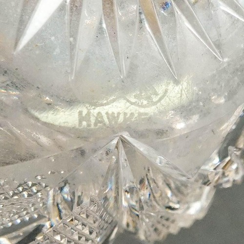 Jarra jarra jarabe de vidrio de corte brillante de plata esterlina firmada por Hawkes NY - Imagen 9 de 10