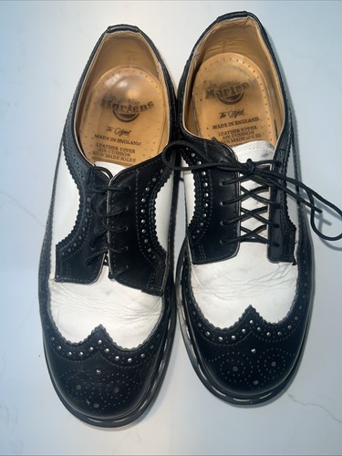 Vintage Dr. Martens 3989 Black & White Wingtip Brogue Shoes OG Box Sz UK 8 USA 9 - Picture 3 of 14
