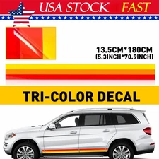 Tri-Color Racing Plaid Side Door Fender Skirt Stripes Decal Sticker Sport Car US
