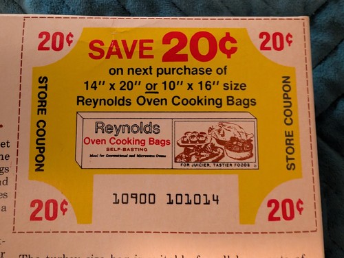 Reynolds Oven Cooking Bags Turkey Size Vintage 1980s NEW 19x23 2 Bags + Ties - Picture 5 of 6