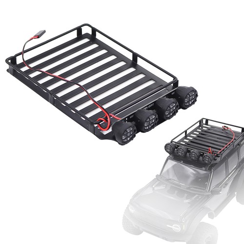 Metal Roof Spotlight Rack Luggage Rack W/ 4 Led For 1/18 TRX4M Bronco AX-8560 - Picture 3 of 7