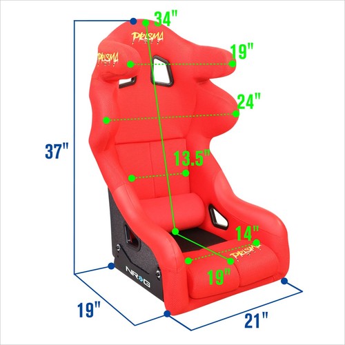NRG FRP-RS600M-RD-PRISMA Large Size FIA Approved Fixed Back Bucket Seat Red - Picture 4 of 7