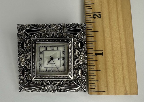 Uhr Brosche Anstecknadel Schmuck Silberfarben Uhr Japan - Bild 4 von 4