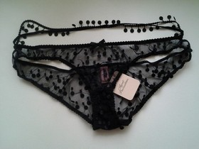 AGENT PROVOCATEUR SEXY RARE BLACK  BOBBY DROPLET BRIEF AP 3 MEDIUM UK 10 BNWT