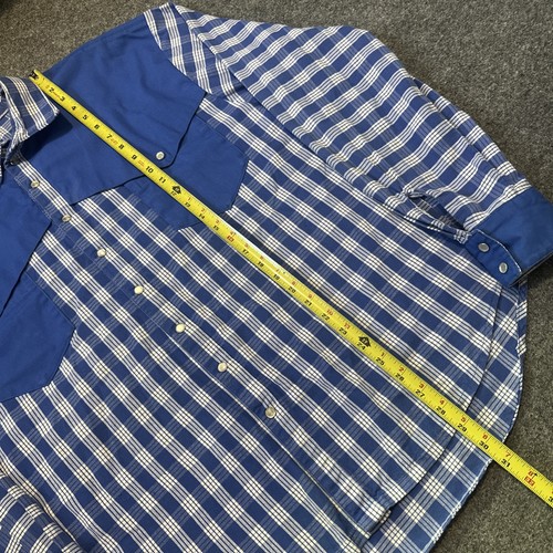 Camisa Palaka Hawaii Paniolo Para Hombres XL Azul A Cuadros Manga Larga Perla Occidental A Presión - Imagen 2 de 6