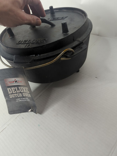 Camp Chef 10 in Dutch Oven Lid & Handle Pre-Seasoned Cast Iron Heavy Duty Unused - Picture 6 of 12
