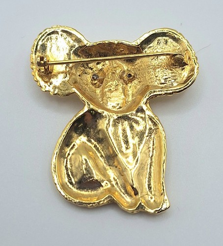 Vintage Brosche goldfarben Faux Opal Koala Bär - Bild 2 von 14