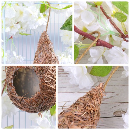 2 Pack Grass-woven Simulated Bird Nest Travel Straw Nests Breeding Hanging - Picture 8 of 12