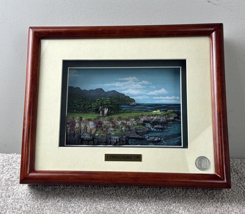 Cypress Point 17. Loch Fairway Repliken Golfplatz Holz Display Schreibtisch Rahmen Box