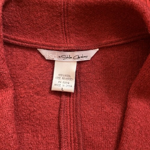 TSD Red Boiled 100% Wool Jacket Large Pleated Accent Missy Lagenlook - Afbeelding 4 van 6