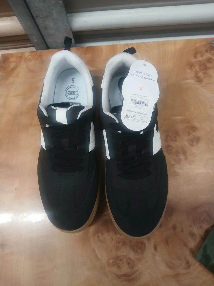 Zapatillas de plataforma Wonder Nation nuevas con etiquetas para niña talla 5 blanco y negro Foto 2 de 4