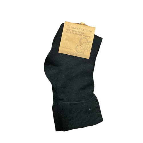 Charter Club Women's Black Turn Cuff Socks Size 9-11 - Picture 1 of 2