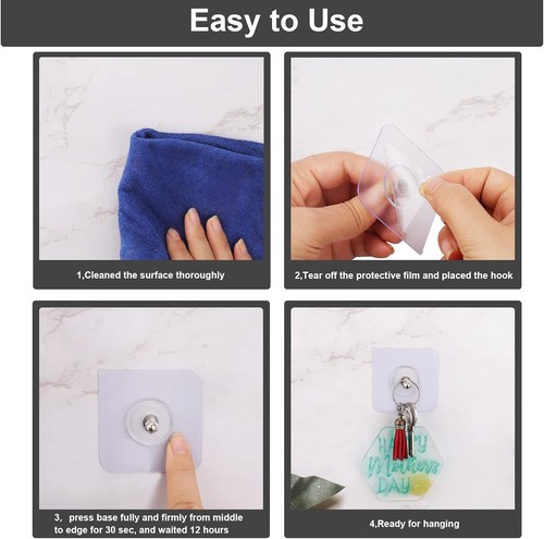 AIERSA Adhesive Hooks Heavy Duty,Wall for Hanging,Screw Free 20 packs - Bild 9 von 9