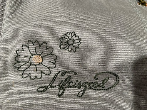Life is Good Tote Shoulder Travel Bag Embroidered Cotton Canvas Double Straps - Picture 4 of 12
