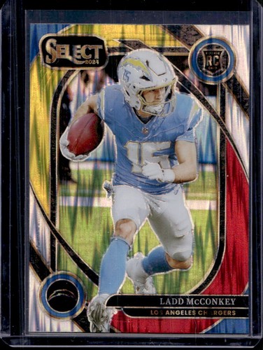 2024 Select Ladd McConkey Club RC Red and Yellow Prizm Shock Rookie #268