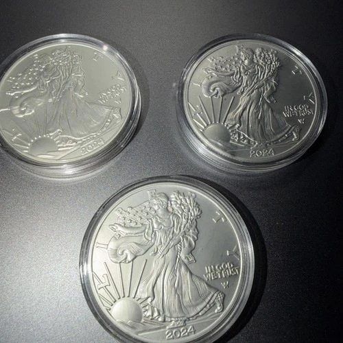 2024 (3) Silver Eagles $1 Coin 1oz .999 Fine BU Walking Liberty