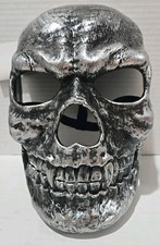 Halloween Skull Skeleton Mask Vampire Black Party Scary Movable Jaw Dark Silver