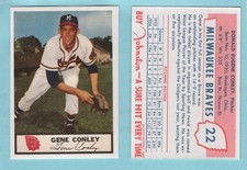 1955 Johnston Cookies Reprint # 22 Gene Conley -- Milwaukee Braves  Box 743