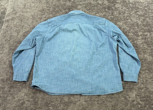 LL Bean Shirt Mens Large Blue Chambray Traditional Long Sleeve Button Up Stretch - Foto 10 di 11