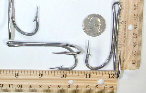 10 7897 tamaño 10/0 Anzuelos dobles de atún de acero inoxidable ideales para plumas de atún - Imagen 2 de 2