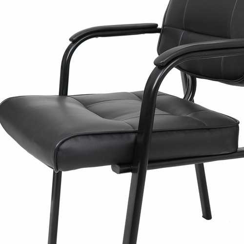 Set of 4 Office Guest Chairs Side Chairs Leather Executive Reception Chair Black - Picture 12 of 18
