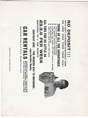 Tarjeta rara de gran tamaño Gordon Banks Leicester City 1966 ganador de la Copa del Mundo de Inglaterra - Imagen 2 de 3