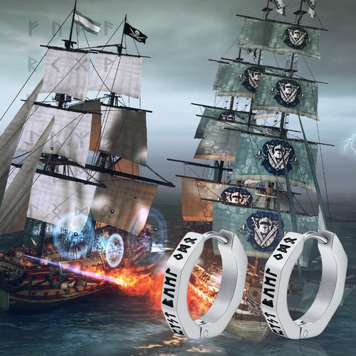 2pcs Norse Viking Runes Hoop Earrings Punk Amulet Protection Huggie for Men Boys - Picture 46 of 76