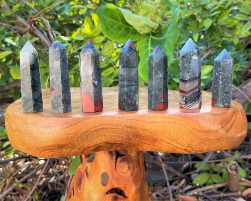 Bloodstone Crystal Obelisk 3 - 4" (75-100 mm, 6-Sided African Bloodstone Tower) - Picture 1 of 7