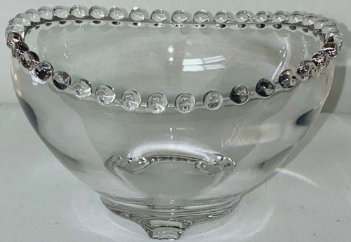 Imperial CANDLEWICK CRYSTAL*4 1/2" - 3 TOED NAPPY BOWL W/SMALL BEADS * #400/206 - Foto 1 di 3