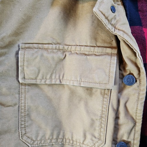 Old Navy Jacket Men 2XL Beige 100% Cotton Flannel Lined Long Sleeve Button Front - Picture 7 of 15