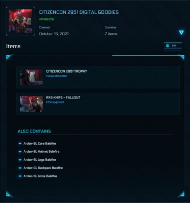 Citizencon 2951 Digital Goodies mit Arden Balefire Set