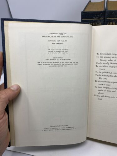 Abraham Lincoln: The War Years by Carl Sandburg, Volumes 1-3 Illustrated 1939 - Picture 3 of 8