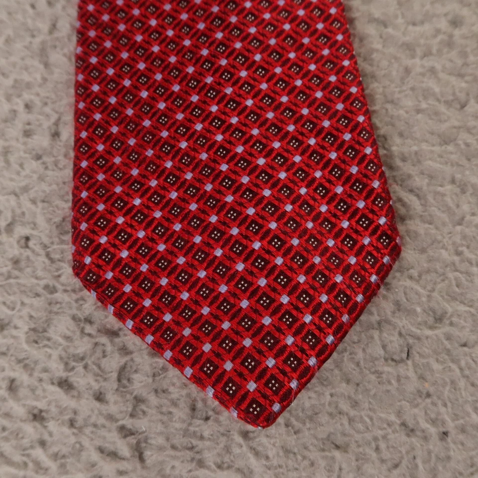Corbata Ike Behar Roja Geométrica Paisley Seda Hecha a Mano en EE. UU. 3,25" Foto 2 de 4
