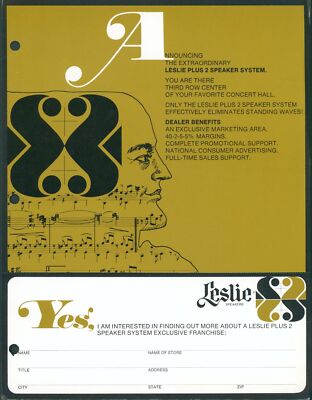 c1973 Leslie DVX -580 Speakers Original Dealer Brochure +
