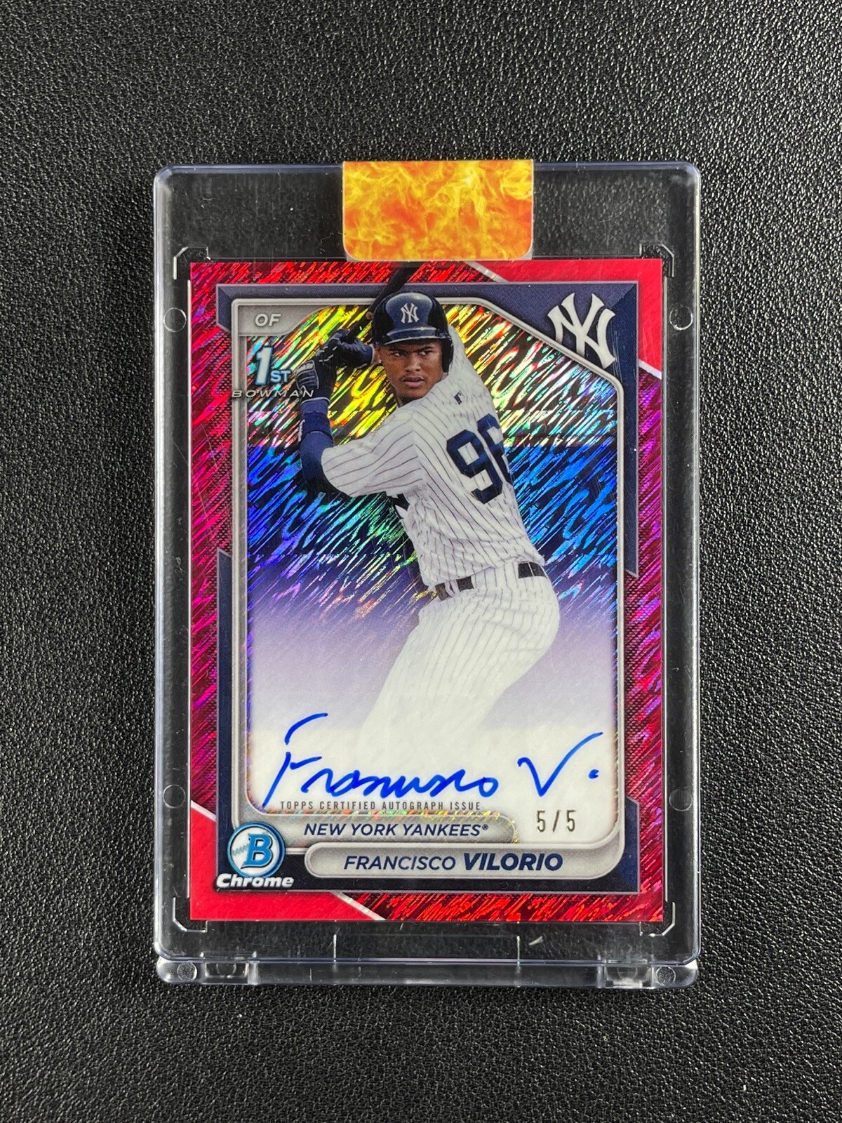 FRANCISCO VILORIO 2024 BOWMAN CHROME 1ST PROSPECT RED SHIMMER REFRACTOR AUTO 5/5