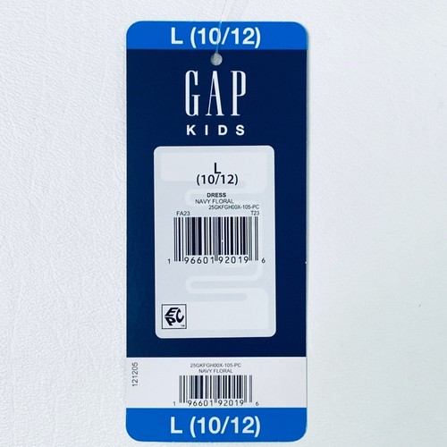 GAP Girls Dress L Long Sleeve Smocked Cotton Dress Blue and Floral Print L 10/12 - Picture 5 of 11