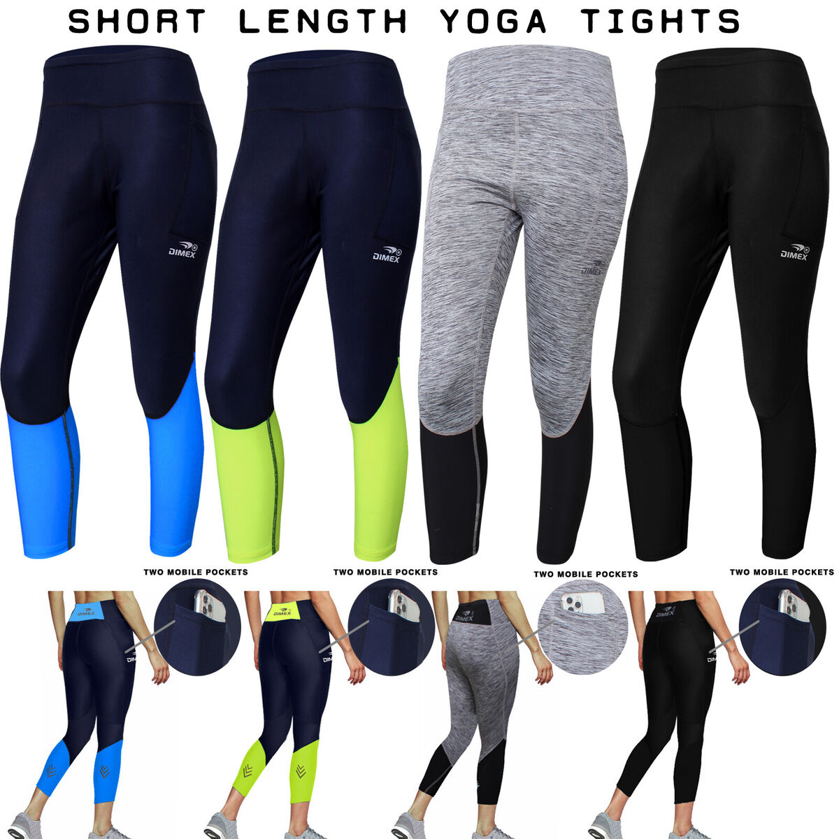 Ladies Compression Yoga Tights Running Gym Women's Short Length Trousers