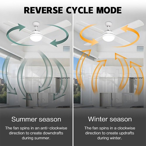 52'' Ceiling Fan Fans 1320mm Light Wall Remote Control 4 Blades 3 speed 3 color~ - Picture 6 of 20