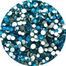 Flat Back Non-Hot Fix Glass Rhinestones - Teal Blue Aqua