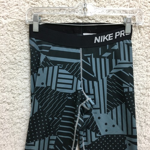 Nike Pro Leggings Small Adult Blue Capri Swoosh Patchwork Pull On Stretch Womens - Picture 2 of 9