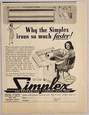 1948 Print Ad Simplex Ironer Shoe So Much Faster Happy Lady Algonquin,Illinois