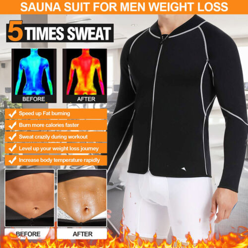 Men Sauna Suit Tank Top Workout Vest Gym Shirt Shaper Neoprene Sweat Weight loss - Picture 1 of 12