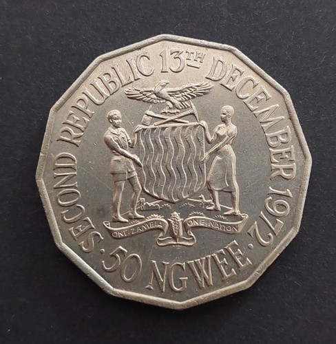 Münze Afrika Sambia 50 ngwee 1972 - Bild 1 von 2