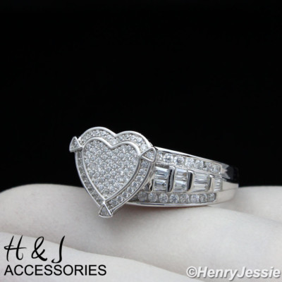 Womens 925 Sterling Silver Cubic Zirconia Heart 8.5mm Ring