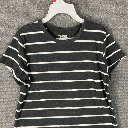 Time and Tru T-Shirt Women's Small 4-6 Striped Gray White Cotton Blend S - Bild 2 von 7