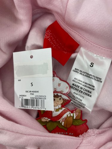 Strawberry Shortcake Womens Graphic Retro Style Hoodie Small Pink - Picture 9 of 11