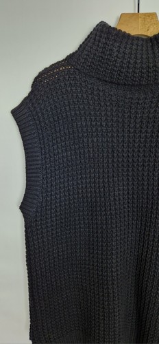 KIN JOHN LEWIS BLACK WOOL MIX CHUNKY KNIT BIG ROLL NECK LAYERING SWEATER VEST M - Picture 3 of 10